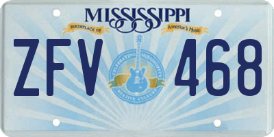 MS license plate ZFV468