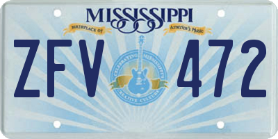 MS license plate ZFV472