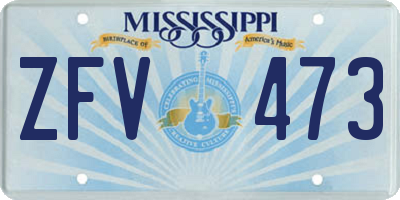 MS license plate ZFV473