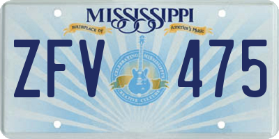 MS license plate ZFV475
