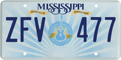 MS license plate ZFV477