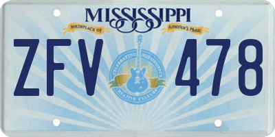 MS license plate ZFV478