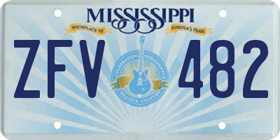 MS license plate ZFV482