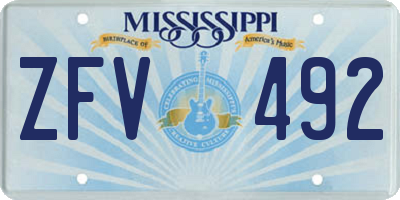MS license plate ZFV492