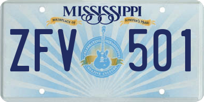 MS license plate ZFV501