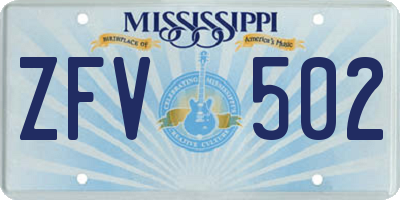 MS license plate ZFV502