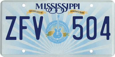 MS license plate ZFV504