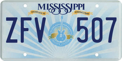 MS license plate ZFV507