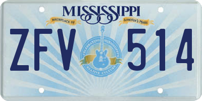 MS license plate ZFV514