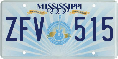 MS license plate ZFV515
