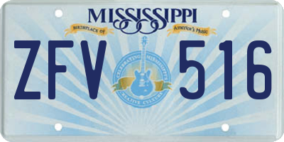 MS license plate ZFV516