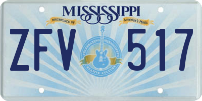 MS license plate ZFV517