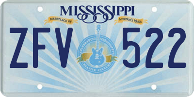 MS license plate ZFV522