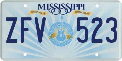 MS license plate ZFV523