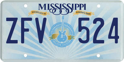 MS license plate ZFV524