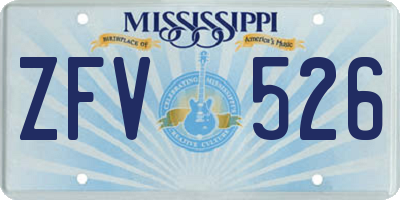 MS license plate ZFV526