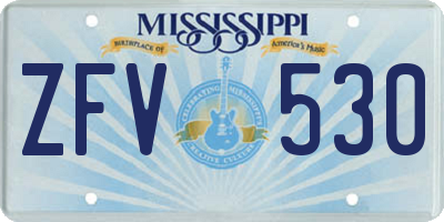 MS license plate ZFV530
