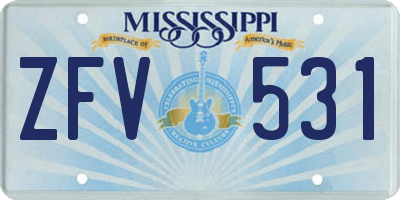 MS license plate ZFV531