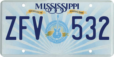 MS license plate ZFV532