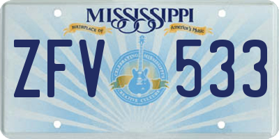 MS license plate ZFV533