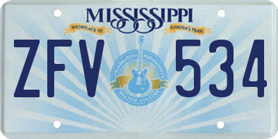 MS license plate ZFV534