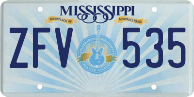 MS license plate ZFV535