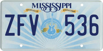MS license plate ZFV536