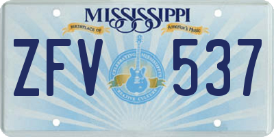 MS license plate ZFV537