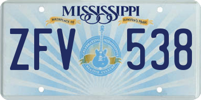 MS license plate ZFV538