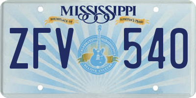 MS license plate ZFV540