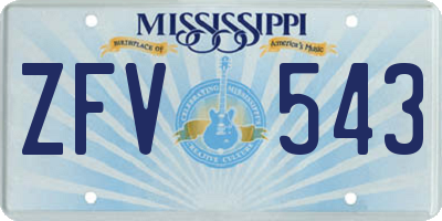 MS license plate ZFV543