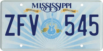 MS license plate ZFV545