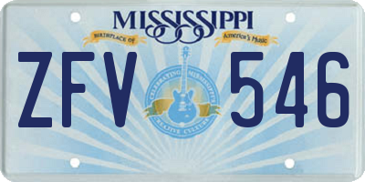 MS license plate ZFV546