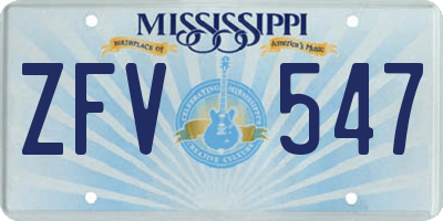 MS license plate ZFV547