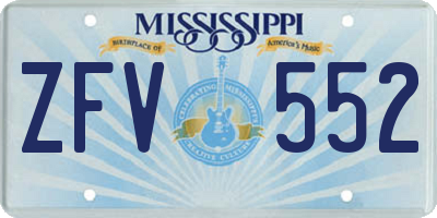 MS license plate ZFV552