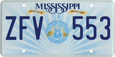 MS license plate ZFV553