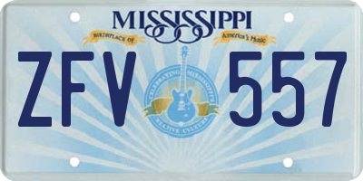 MS license plate ZFV557