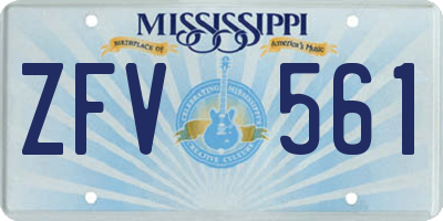 MS license plate ZFV561