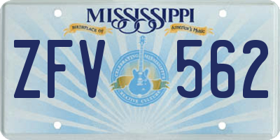 MS license plate ZFV562
