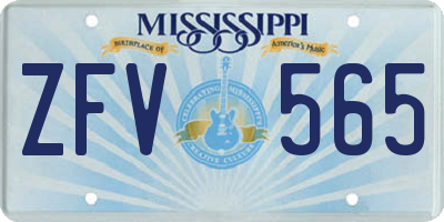 MS license plate ZFV565