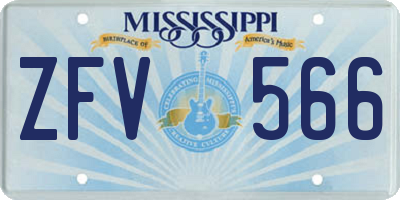 MS license plate ZFV566
