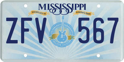 MS license plate ZFV567