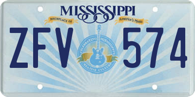 MS license plate ZFV574