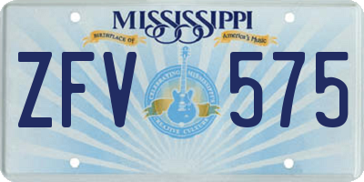 MS license plate ZFV575