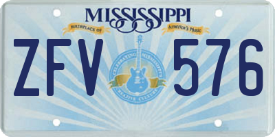MS license plate ZFV576