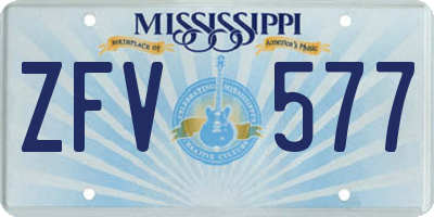 MS license plate ZFV577