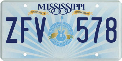 MS license plate ZFV578