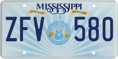 MS license plate ZFV580