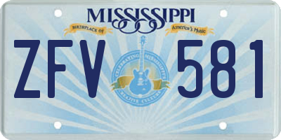 MS license plate ZFV581
