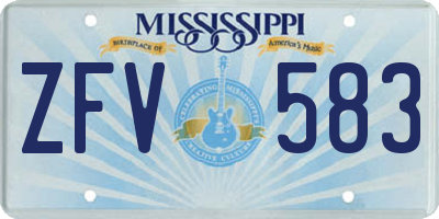 MS license plate ZFV583